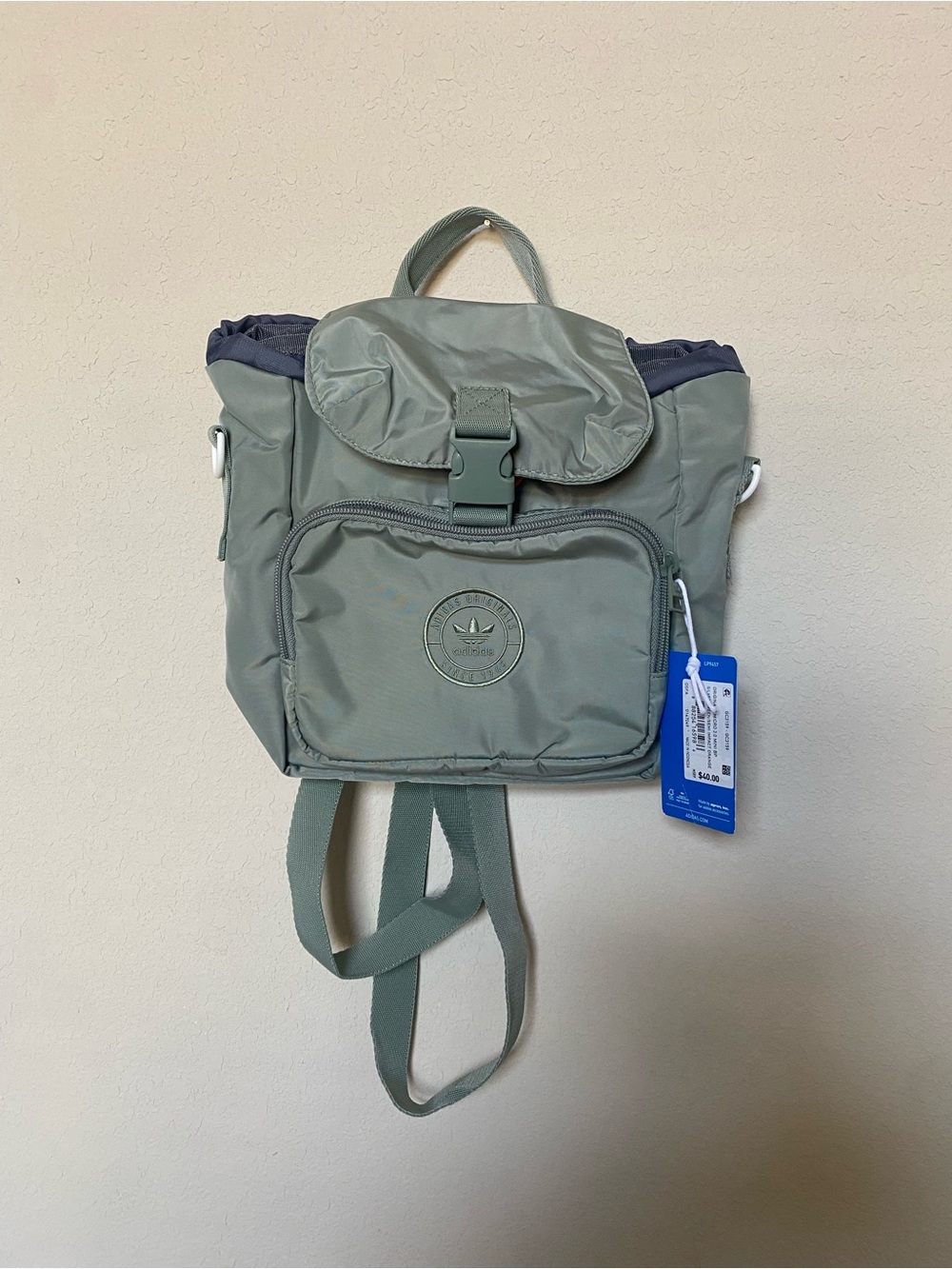 NWT Adidas Silver Green mini backpack